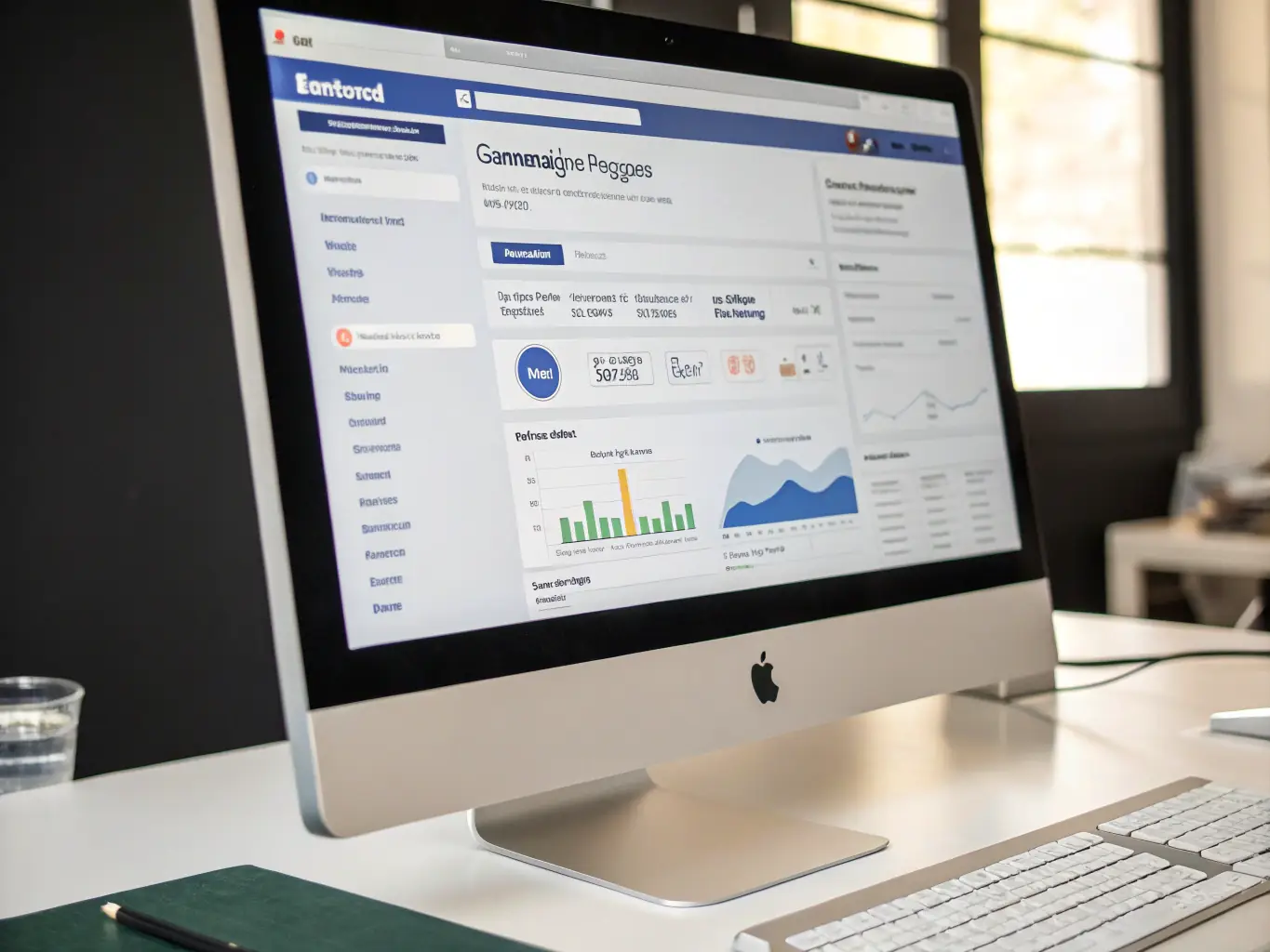 An image showcasing the Facebook logo alongside various ad formats, such as carousel ads and video ads. The image should represent targeted advertising and social media engagement.